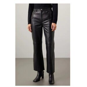 NWT Reformation Veoa Black Leather Pants Size 12#2038